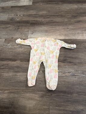 Burt’s Bees Pink & Yellow Animal Print Baby One-Piece Footed Sleeper